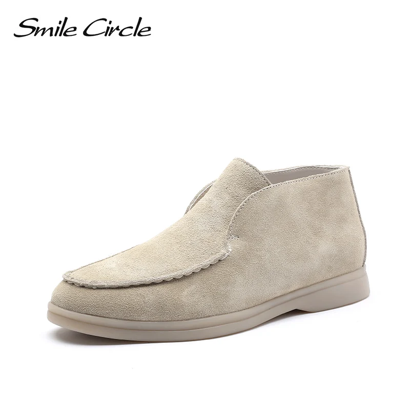 Smile Circle/Spring Donna Ballerine Nude In Vera Pelle Scarpe Casual Mocassini Slip-On Penny Autunno Scarpe Pigre Da Donna
