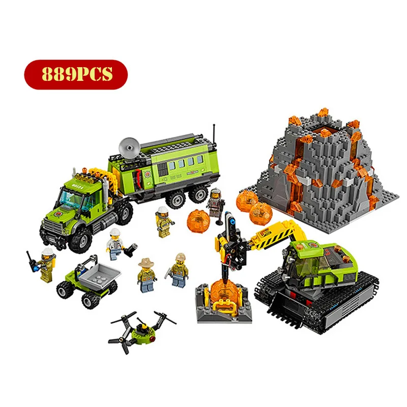 

10641 City Volcano Exploration Base Building Blocks Construction Toy City Figures Model Bricks Toys Gift