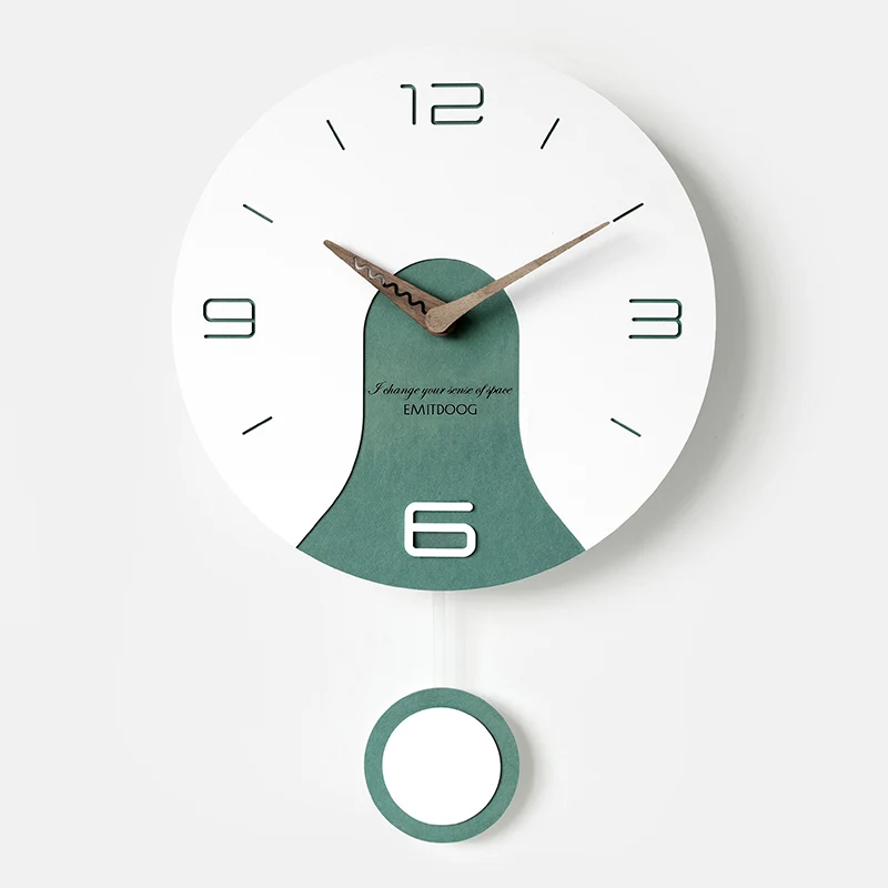 Creative Swing Wall Clock Brief Design Wood Minimalist Wall Clock Nordic Quartz Zegarek Na Sciane Living Room Home Decor SS60WC
