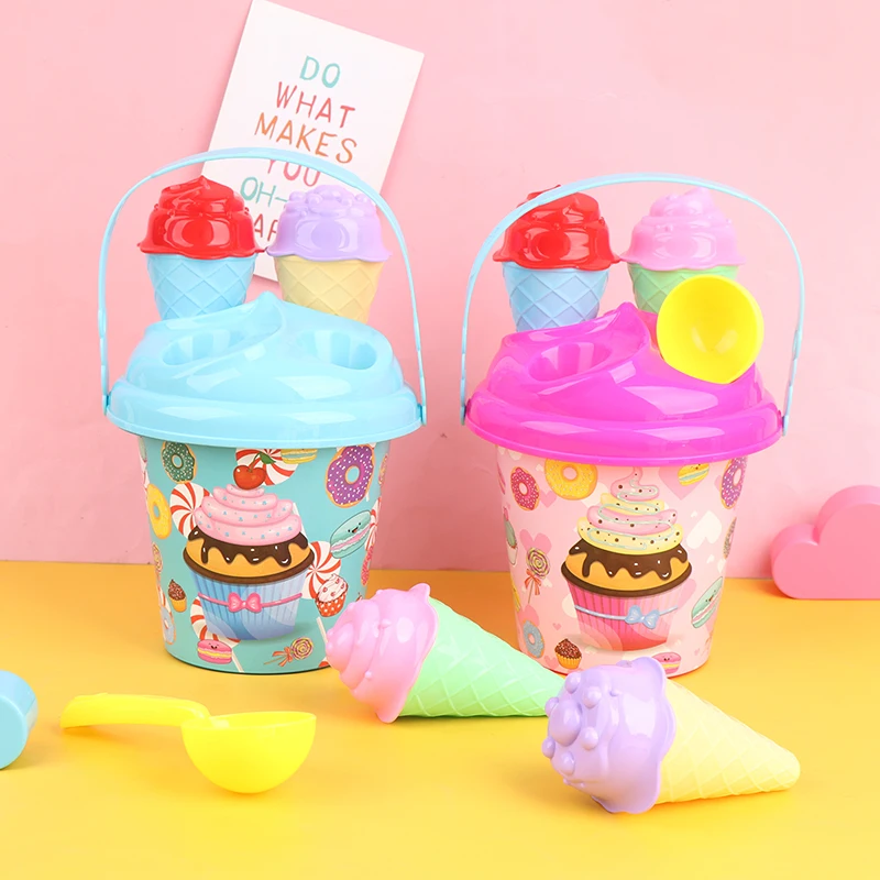 Juego de cubo para helado al aire libre para niños, juguete de arena, Color aleatorio, 1 Juego