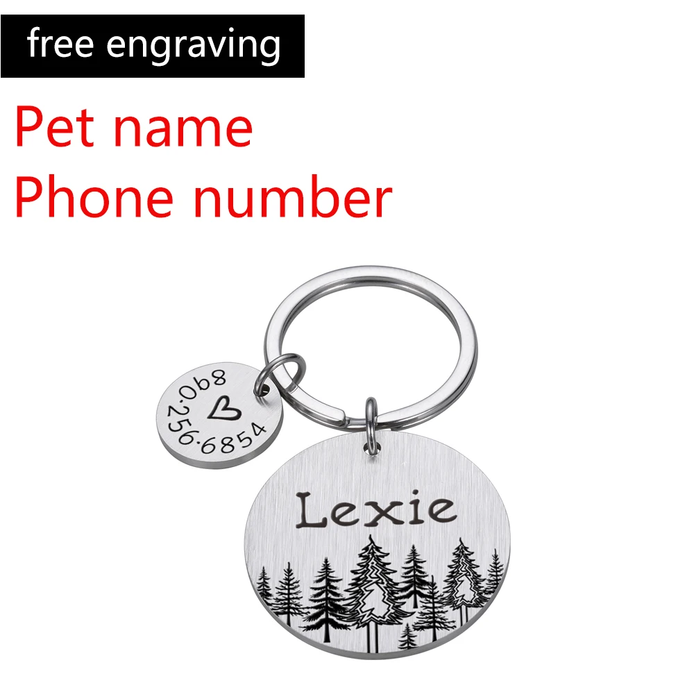 Personalized Dog ID Tags Gift for Dog Lovers Forest Heart Anti-lost Pet Collar Tags for Dog Owner Pet Tag Puppy Tag Gift