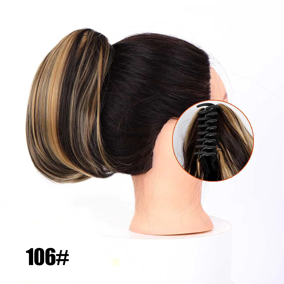 MEIFAN Claw on Ponytail Clip in Hair Extensions Straight Pony Tail Hairpiece High Temperature Fiber Synthetic Short Hairstyles - Цвет: 106