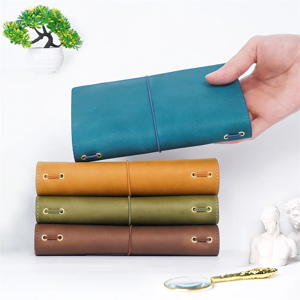 

High Quality Leather Notebook Multifunctional DIY Travel Diary Blue Yellow Brown Green Handmade Exquisite Gift Back To School