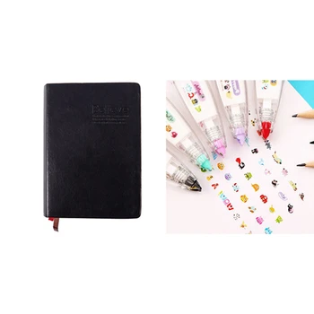 

Paper Notebook Notepad Leather Bible Diary Book Journals Agenda(Gold) & Lace Correction Tape Cartoon Animal Pattern Tape