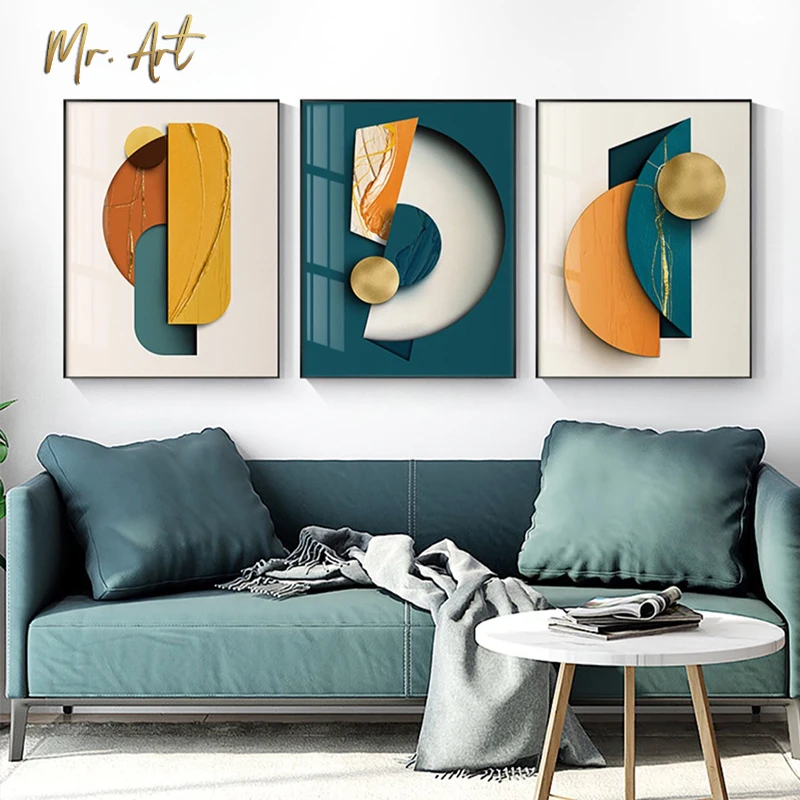 

Geometry Canvas Picture Creative Overlap Combination Poster Painting Abstract Wall Home Decor Colorful Picture for Living Room