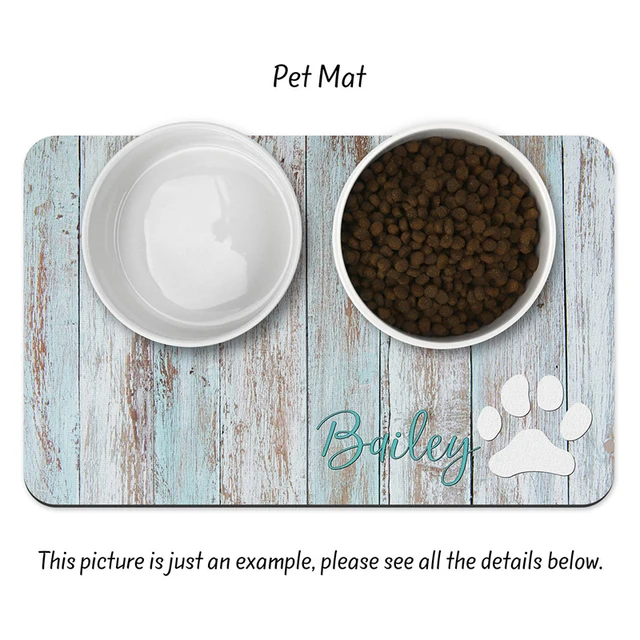 PU Leather Waterproof Pet Placemat Dog Mat Cat Mat Bowl Plate Pet Drinking Feeding Placemat Customize Name For Puppy And Kitten E