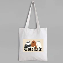 Tote Life Tote Bag Canvas Animal Prints Reusable Shopping Bag Fashion Eco Friendly Products Purses Custom Bags with Logo Cute