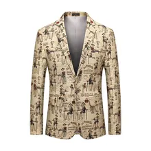 Мужской роскошный костюм с 3D принтом, пиджак, Блейзер, свадебные, выпускные, вечерние, смокинг размера плюс, на одной пуговице, повседневный костюм пиджак, пиджак для ужина, 6XL