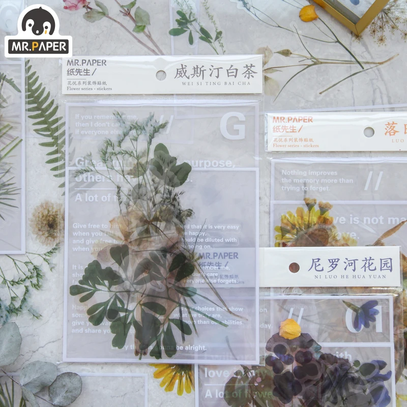 

Mr.paper 6 Designs 20Pcs/lot Plants Flowers PET Deco Washi Diary Stickers Scrapbooking Planner Bullet Journal Office Stationery