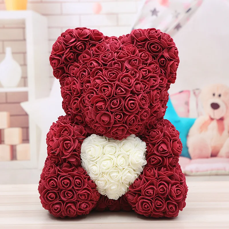 Подарок на день Святого Валентина 40 см розовый медведь искусственное розовое сердце, мишка тедди для девушки на годовщину подарок на год
