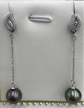 

free shipping charming 9-10mm Freshwate dangle yellow pearl earring 925 silver