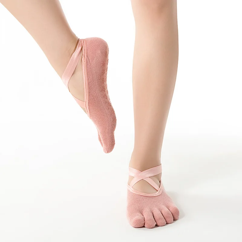 Yoga Anti-slip Socks  1 Pairs Women Pilates Backless Silicone Non-slip Socks Ladies Breathable Ballet Dance Gym Pilates Socks