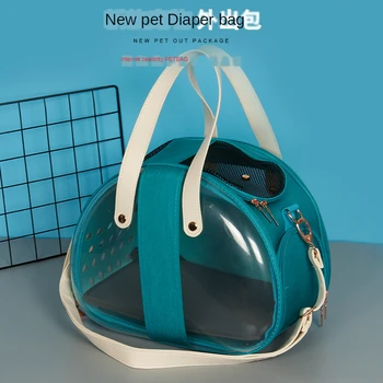 

New pet bag Messenger bag cat outing bag pet PVC space capsule cat bag transparent portable shoulder bag Messenger cat bag