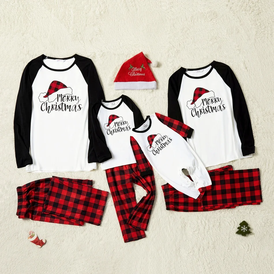 

PatPat Family Matching Christmas Hat Print Plaid Pajamas Sets (Flame Resistant)