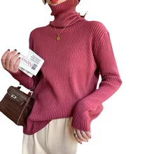 2021 damski ponadgabarytowy zwykły sweter sweter z golfem z długim rękawem jesienno-zimowy luźny sweter dzianinowy cienki sweter dla kobiet tanie i dobre opinie feelingstory Stałe REGULAR POLIESTER COTTON Z dekoltem turtleneck CN (pochodzenie) Na wiosnę jesień NONE Pełne STANDARD