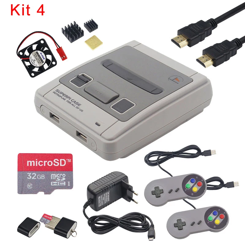 Kit 4 Retroflag SUPERPIE CASE-J пластиковая коробка для Raspberry Pi+ 32 ГБ sd-карта+ 3A адаптер питания+ HDMI+ вентилятор+ радиатор для RPI 3B - Цвет: Kit 4