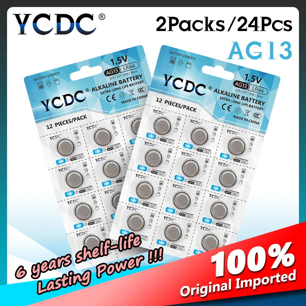 24 шт. батарейки для часов 1 5 В AG13 LR44 LR 44 Pilas Boton LR1154 L1154 GP76 SR44SW|Часовые батарейки| |