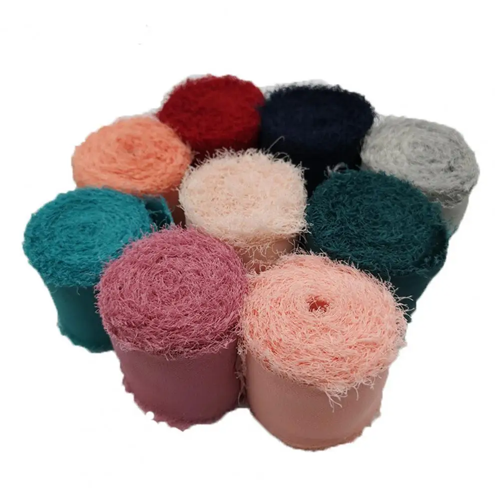 

Colorful Frayed Edged Wrinkle Chiffon Silk Ribbon Wedding Flower Bouquet Wrap Decor Prop DIY Sewing Supplies Accessories