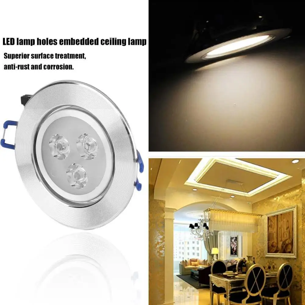 3 Вт светодиодный, Оптимизированный дизайн, встраиваемый потолочный светильник, точечный светильник, водостойкий потолочный скрытый светильник для ванной комнаты, ультратонкий светильник - Испускаемый цвет: Тёплый белый