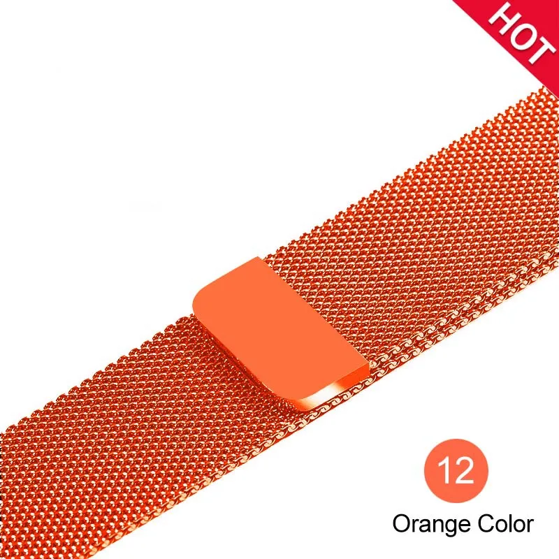 Orange Миланский Браслет-петля, браслет из нержавеющей стали для Apple Watch, серия 12, 3, 42 мм, 38 мм, Браслет-ремешок для iwatch, серия 4, 5, 40 мм, 44 мм - Цвет ремешка: Orange