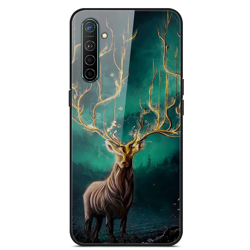 Закаленное Стекло чехол для Oppo Realme X2 чехол пространство цветок чехол для Oppo Realme XT чехол силиконовый бампер чехол для Oppo Realme X2 Pro - Цвет: Прозрачный