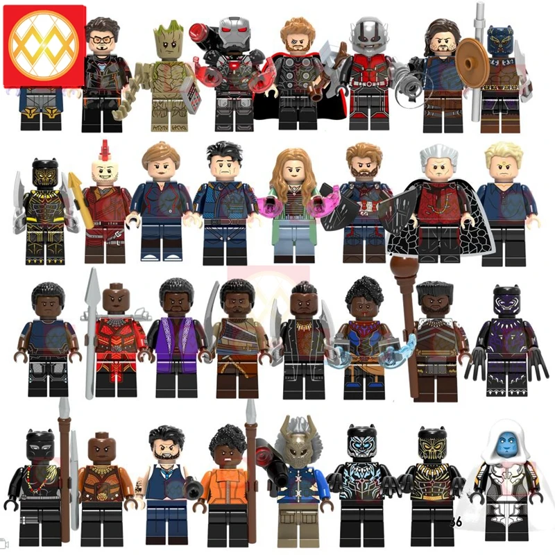 

20PCS/LOT Black Panther Shuri Erik Killmonger War Machine Ant Man Ironman Scarlet Witch Thor Building Blocks Children Toys Gift