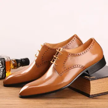 

Men Shoes Business Formal Wear Leather Shoes Men's Lace-up Leather Shoes Wedding Shoes Zapatos De Hombre Genuine Leather Oxfords