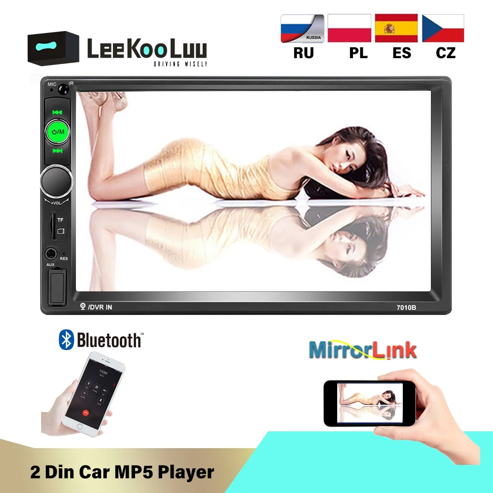 LeeKooLuu 2 Din Автомобильный Радио 7 &quotHD сенсорный экран Экран MP4/MP5 мультимедийный