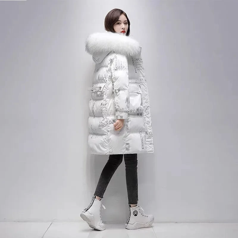

2023 New Glossy Down Jacket Coat Women's Mid-length Bread Coat Korean Loose Thick Padded Jacket Winter Warm Thicken Parkas Coat
