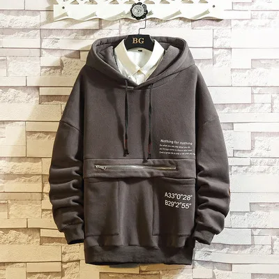 Autumn Spring Hoodie Sweatshirt Mens Hip Hop Punk Pullover Streetwear Casual Fashion Clothes - Цвет: ASIAN SIZE WY105 E