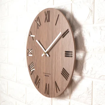 

12inch Wood Modern Wall Clock on The Wall Nordic Watch Wall Living Room Bedroom Silent Clock Wall Home Decor Creative Wall Watch