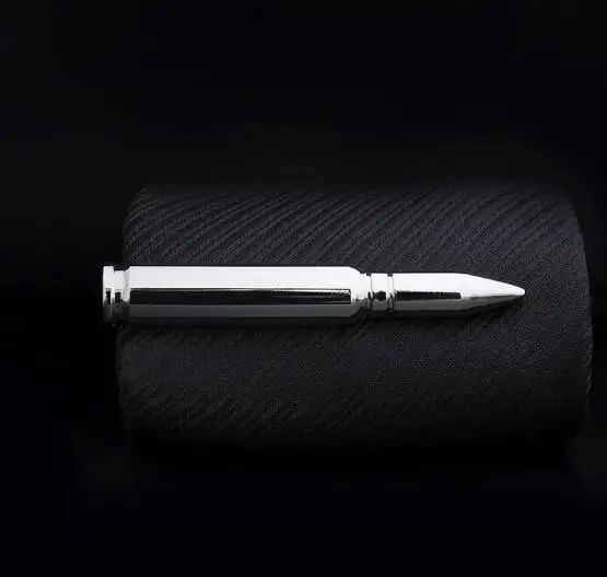 Silver Bullet 20 шт. медный зажим для галстука, музыкальные ноты/курительная трубка/автомобиль/гитара/Крючок для рыбы/перо/Пуля зажим для галстука, булавки для галстука, мужские ювелирные изделия, смешанный заказ - Окраска металла: Silver Bullet