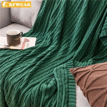 

Nordic Pure Color Precision Super Soft Breathable Knitted Blanket Travel Office Nap Leisure Cover Feet Warm Decoration Bed Sofa