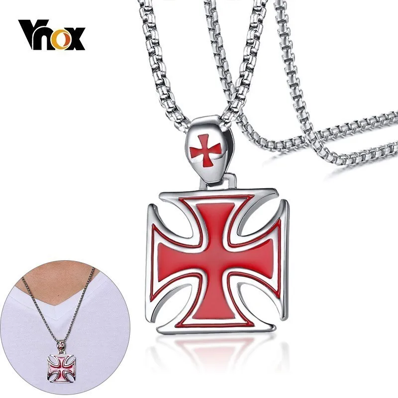 Vnox Casual Maltese Cross Pendants for Men Stainless Steel Malta Necklaces with 24&quot Box Chain | Украшения и аксессуары