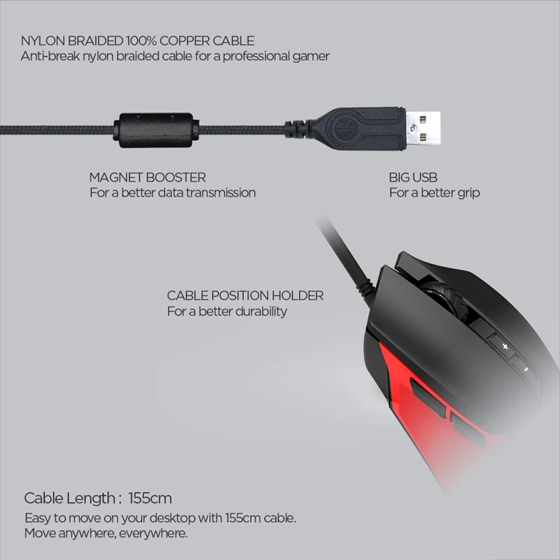 Fantech X15 игровой Мышь 7 Кнопка точек на дюйм 4800 Точек USB кабель RGB киберспорта для