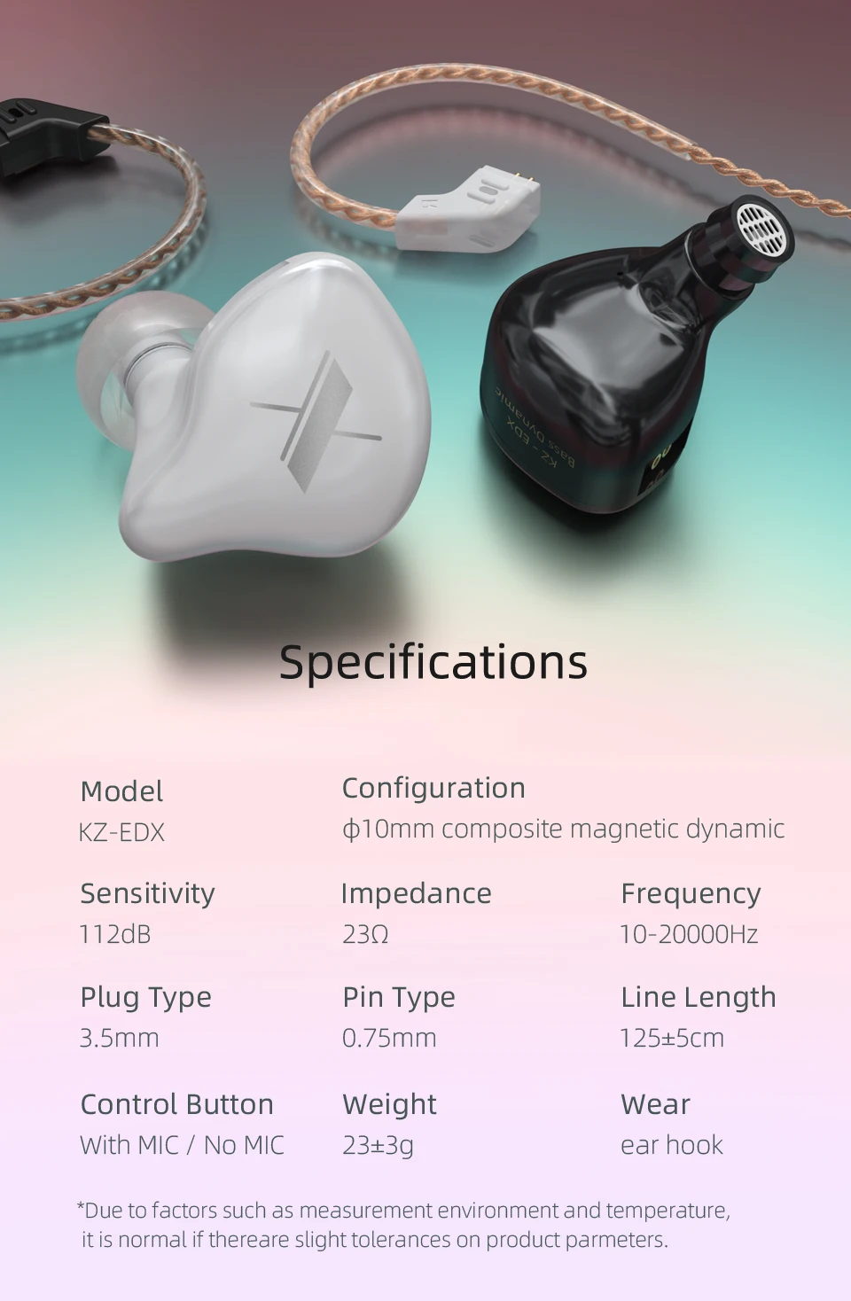 KZ EDX Earphones 1 Dynamic HIFI Bass Earbuds In Ear Monitor Headphones Sport Noise Cancelling Headset