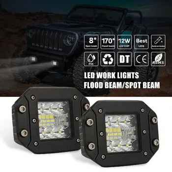 

2pcs Aluminum 48W LED Work Light Bar Square Spotlight 10 ~ 48V DC Offroad LED Light Bar Bulb For Ute Bumper Reverse Lamps