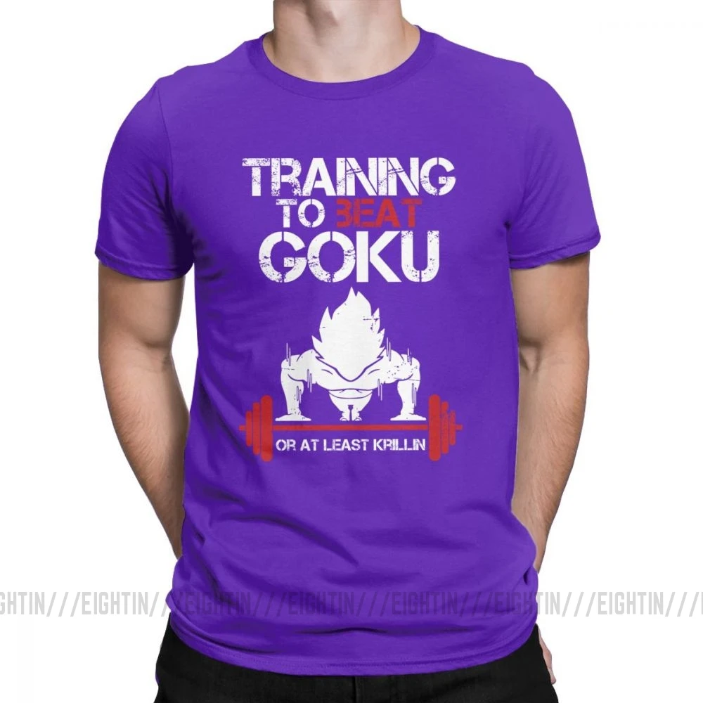 Супер Saiyan Goku, тренировочная футболка для спортзала, Dragon Ball, бодибилдинг, футболки для взрослых, хлопок, футболки с круглым вырезом и короткими рукавами, футболка - Цвет: Фиолетовый