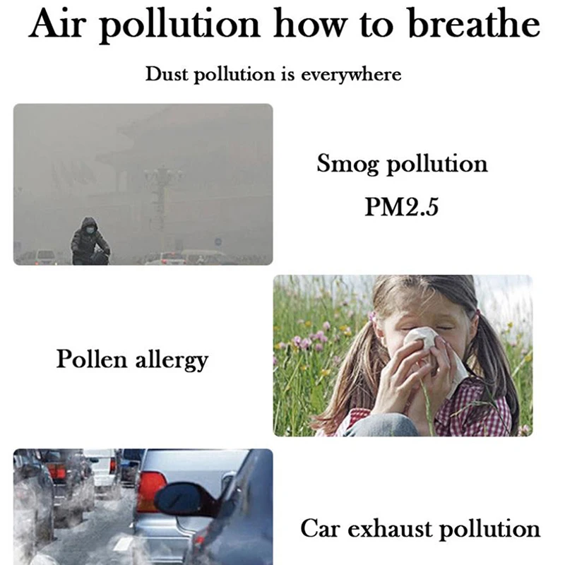 Anti Pollution PM2.5 Mouth Mask Dust Respirator Washable Reusable Masks Cotton Unisex Mouth Muffle Allergy Travel Cycling