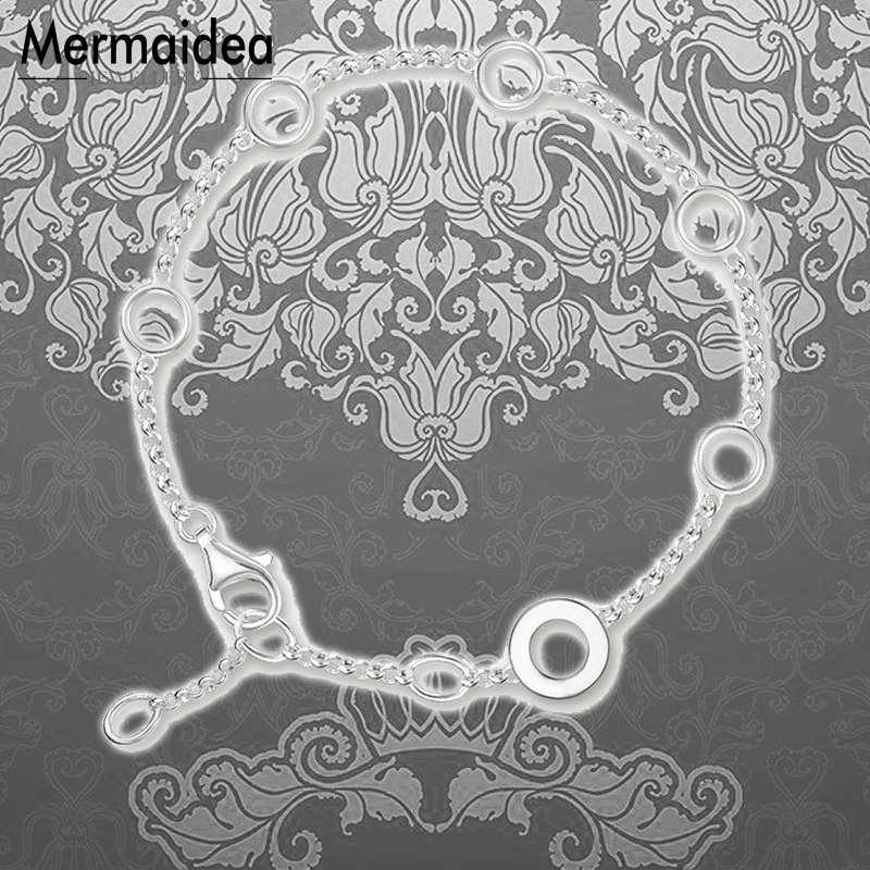 Браслет с цепочкой и круглой подвеской новинка 2020 Посеребренная бижутерия