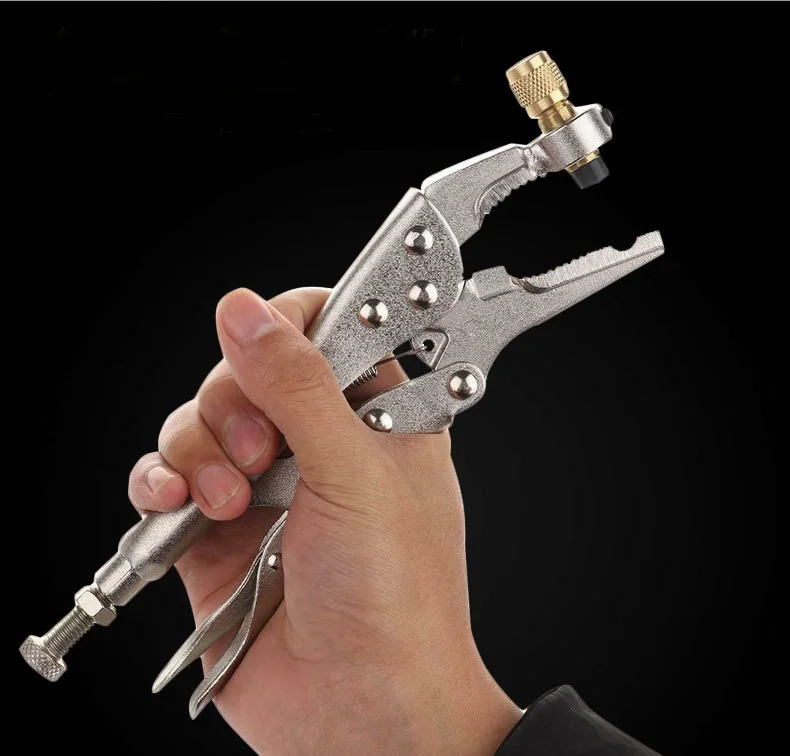 Refrigerant Recovery Pliers Tool – Steel Locking Pliers For AC Freon Recycling, 1/4" SAE