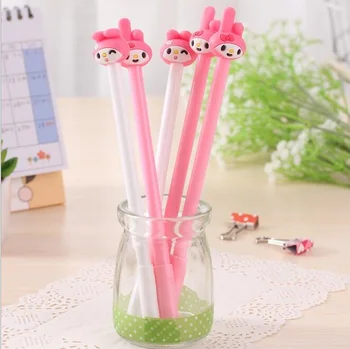 

4pcs/lot Short Ear Rabbit Powder White Rod With Cap White And Pink Gel Pen Students' gift prize office school supplies 0.38mm