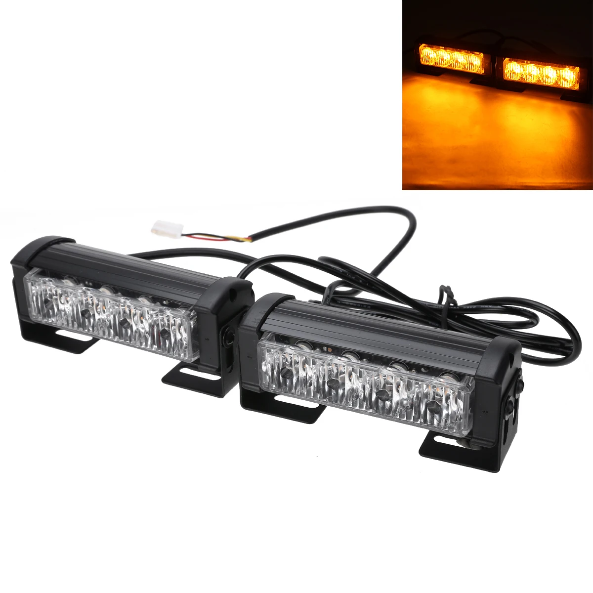 2 шт./компл. 12V 4LED аварийного автомобиля Предупреждение опасности со стробоскопической вспышкой гриль светильник балка желтого цвета на аварийного сигнала светильник s