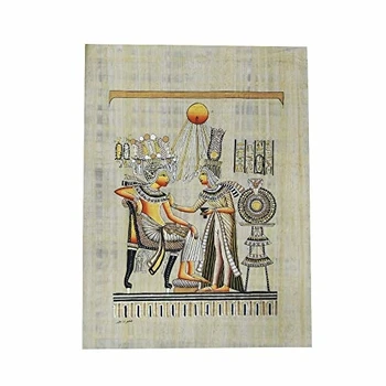

Tut ANK Amón y su Mujer sobre un papiro Original Hecho y Pintado a Mano en Egipto, Mide 33x43 cm Aproximadamente. Ref. 43V-F