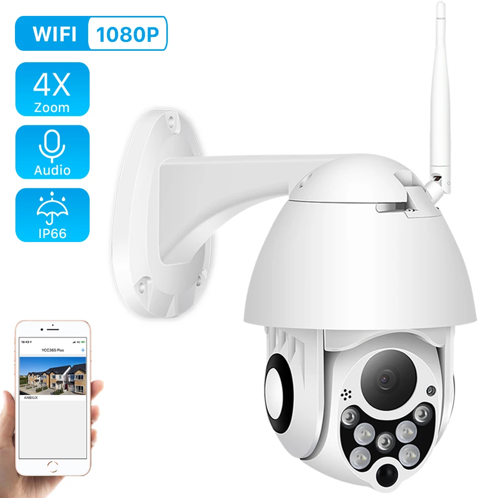 

ANBIUX 1080P PTZ IP Camera Outdoor Speed Dome Wireless Wifi Security Camera Pan Tilt 4X Zoom IR Network CCTV Surveillance 720P