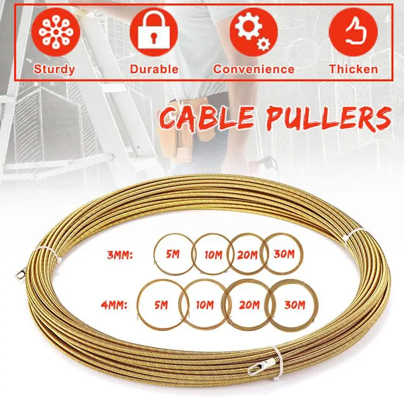 

Poetable 5m/10m/20m/30m Cable Pullers Rodder Conduit Ducting Rodder Pulling Cable Wire Fish Tape Wire for DIY usage