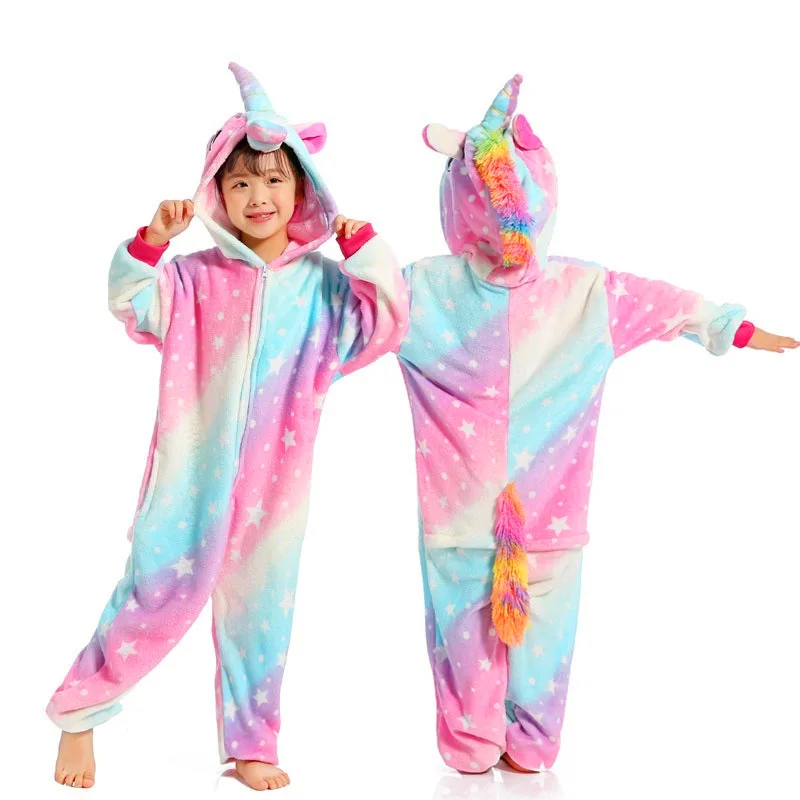 toddler boy nightgown 2021 Children Cartoon Pajamas Winter Sleepwear Boys Onesies Girls Pajamas Sets Unicorn Totoro Panda Animal Kids Pyjamas Pijama angel baby sleepwear