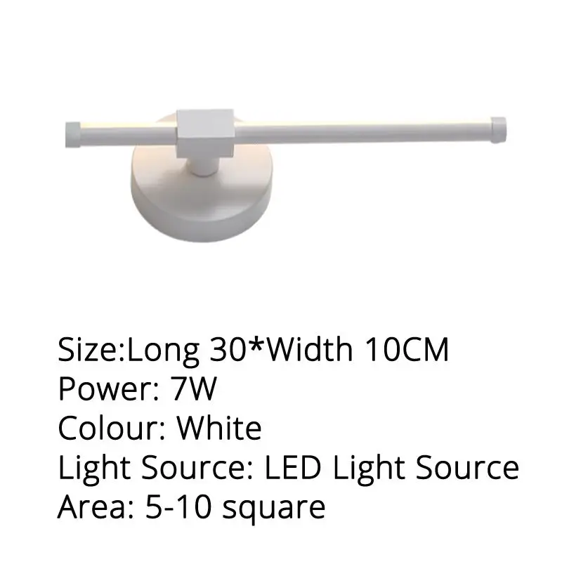 Светодиодный настенный светильник для кабинета, спальни 7-12 Вт, черный, белый, светильники, светильник - Цвет абажура: White 30x5cm 7w