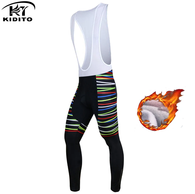 color 10 KIDITOKT длинные велосипедные комбинезоны pro team зимние теплые флисовые MTB велосипедные гоночные шорты с 3D подкладкой Coolmax гелевые брюки - Цвет: color 10