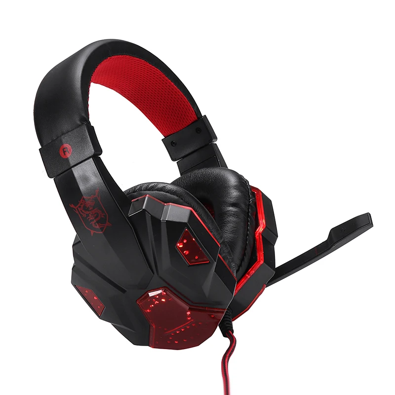 For Computer PS4 1pc Professional Led Light Gamer Headset Adjustable Bass Stereo PC Wired Gaming Headphones With Mic Pohiks
